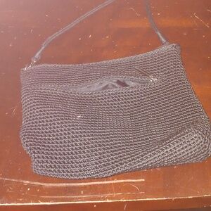 Cross body small bag black knit.